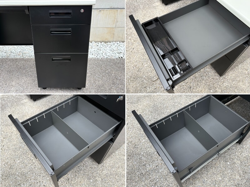 両袖机　W1600　ホワイト×ブラック　中古_7